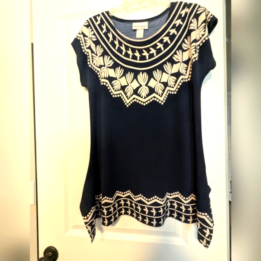 Serengeti Navy and Cream Tunic Top